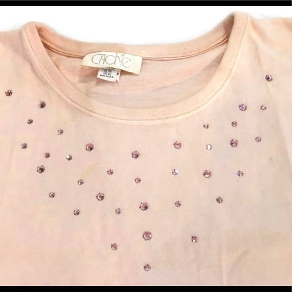 Vintage Cache Pink Short Set With Rhinestones - Picture 3 of 4